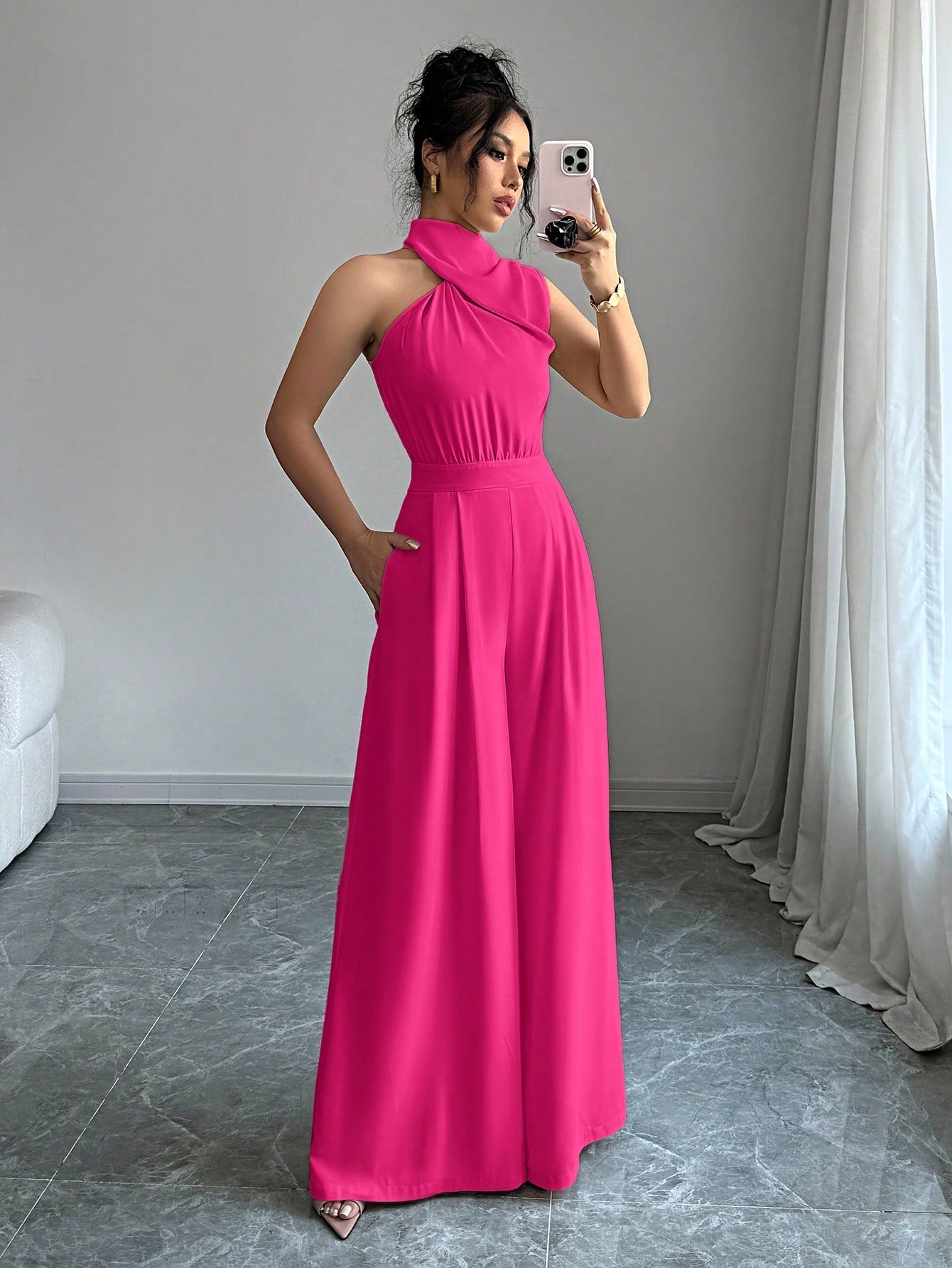 Macacão Feminino Pantalona Elegante Assimétrico