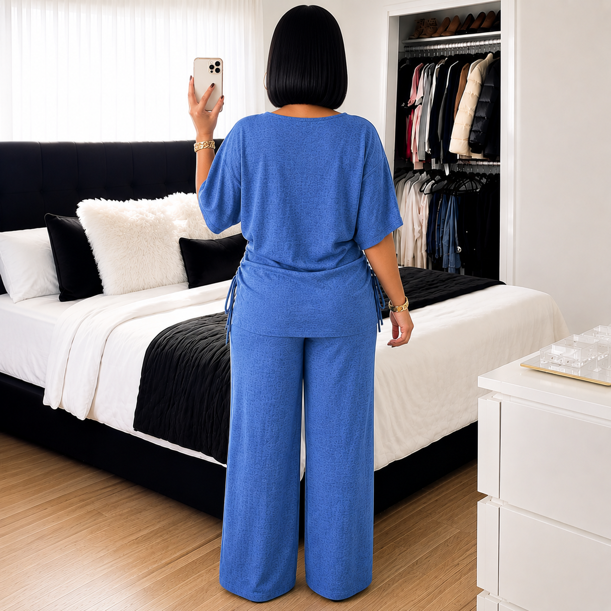 Conjunto Serena® – Blusa Ajustável + Calça Pantalona.