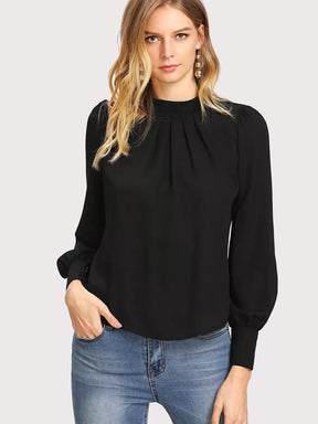 Blusa Feminina Franzida Manga Comprida Elegante