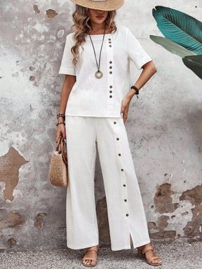 Conjunto Feminino Soltinho de Algodão Calça e Blusa