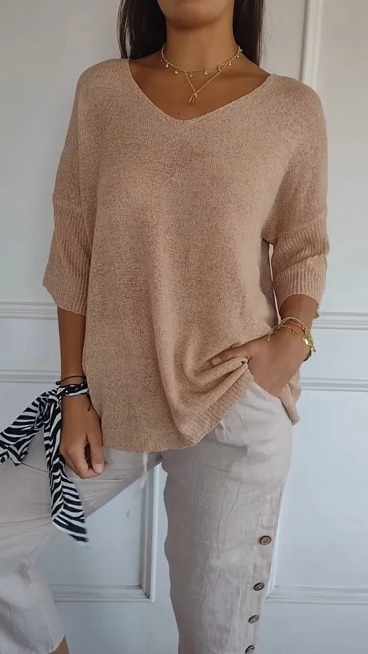 Kit 3 Blusas Luna® em Malha Leve – Decote V