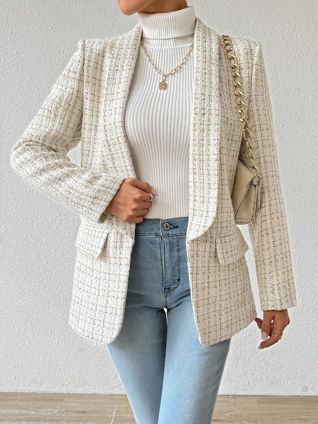 Blazer Feminino de Lã Xadrez