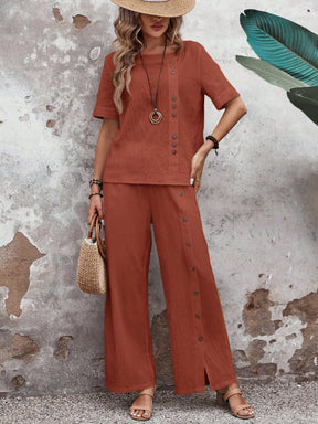 Conjunto Feminino Soltinho de Algodão Calça e Blusa