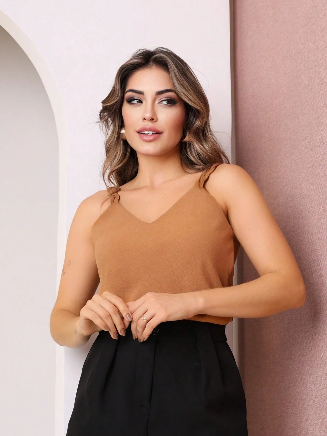 Blusa Regata Feminina Tecido Crepe