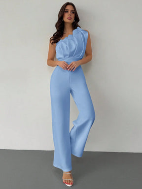 Macacão Feminino Elegante Plissado Um Ombro Só