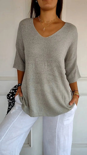 Kit 3 Blusas Luna® em Malha Leve – Decote V
