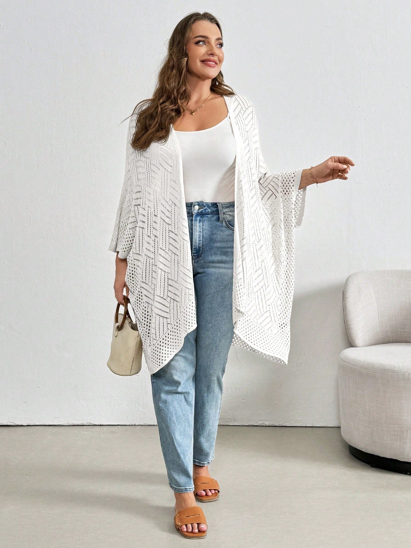 Cardigan Feminina de Praia com Efeito Vazado - Nicole