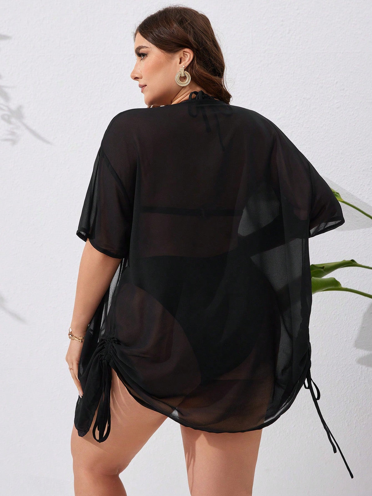 Saída de Praia Kimono feminino com Botões e Ajuste na Lateral com Cordão - Zoe